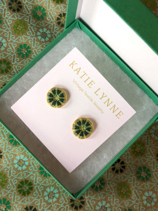 Faye Stud Earring - Dark Green/Black